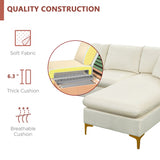 Cream Sectional Sofa with Ottoman