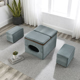 [Video] Welike Waterproof, oil-proof, scratch-proof 25"W Modern design hollow storage ottoman, upholstery, coffee table, two small footstools, easy storage and wide use