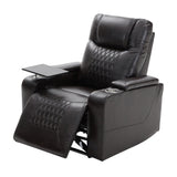Power Motion Recliner with USB Charging Port and Hidden Arm Storage 2 Convenient Cup Holders Design and 360° Swivel Tray Table,Black（旧PP198292AAB）