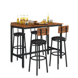 Bar Table Set with 4 Bar stools PU Soft seat with backrest