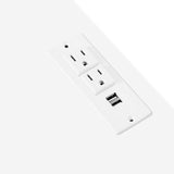 Nightstand with 2 Drawers,USB Charging Ports and Remote Control LED Light-White