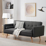 Dark Grey Double Corner Folding Sofa Bed, Two Throw Pillows