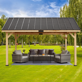Large wood pergola, 13x16 FT Solid Wood Gazebo with Waterproof Asphalt Roof, Outdoor Permanent Hardtop Gazebo Canopy for Patio, Garden, Backyard
