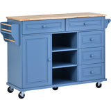 kitchen cart with Rubber wood desktop rolling mobile kitchen island with storage