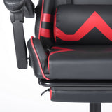 Gaming Office High Back Computer Leather Desk Mesh Ergonomic 180 Degrees Adjustable Swivel Task Chair with Headrest and Lumbar Support, & Footrest , Red