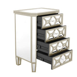 Elegant Mirrored 4-Drawer Chest with Golden Lines Storage Cabinet for Living Room, Hallway, Entryway
