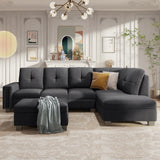 Grey Sectional Sofa Space Saving with Storage Ottoman