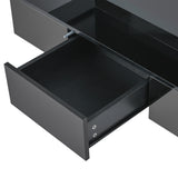 ON-TREND Modern Glossy Coffee Table With Drawer, 2-Tier Rectangle Center Table with Plug-in 16 colors LED lighting for Living room, 39.3”x19.6”x15.3”, Black