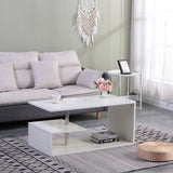 LED Coffee Table for Living Room, Modern Coffee Table, High Gloss White Finish Centre Sofa Table, S-Shaped Open Storage Shelf