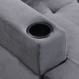 Sectional Sofa Set for Living Room with L Shape  Chaise Lounge ,cup holder and  Left  Hand with Storage Chaise  Modern 4 Seat (Grey) 
--LEFT CHAISE WITH STORAGE
