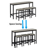 Dining Table Set with 3 Stools Pub Kitchen Set Side Table with Footrest