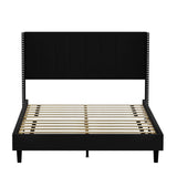 Queen Size Tufted Upholstered Bed Frame Low Profile Velvet