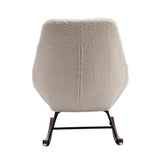 Tufted Upholstered Padded Seat Rocking Chair-Boucle Beige