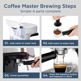 Geek Chef Espresso Machine,20 bar espresso machine with milk frother for latte,cappuccino,Machiato,for home espresso maker,1.8L Water Tank,Stainless Steel