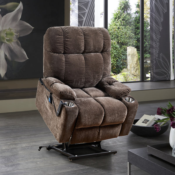 Brown Power Lift Recliner Chair Recliner with Heat Massage