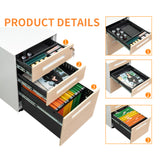 3 Drawer Mobile File Cabinet with Lock Steel File Cabinet for Legal/Letter/A4/F4 Size, Fully Assembled Include Wheels, Home/ Office Design