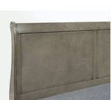 Louis Phillipe Gray Queen Size Panel Sleigh Bed Solid Wood Wooden Bedroom Furniture