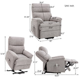 Power Lift Chair with Massage and Heating Function Soft Fabric Upholstery Recliner for Living Room,Light Gray