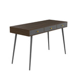 Desk 47" with 3 Drawers |Modern Mid Century Desk for Home Office (Walnut + Dark Grey)