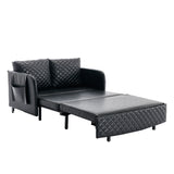 COOLMORE Convertible Sleeper Sofa Bed, Modern Velvet Loveseat Couch with Pull Out Bed, Small Love Seat Futon Sofa Bed with Headboard, 2 Pillows & Side Pockets for Living Room