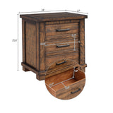 Rustic Three Drawer Reclaimed Solid Wood Nightstand