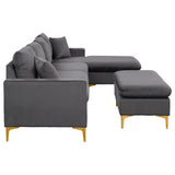 Grey Sectional Sofa with Ottoman
