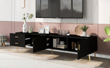 U-Can Modern TV Stand with 5 Champagne legs - Durable, stylish, spacious, versatile storage TVS up to 77" (Black)