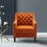 COOLMORE  accent armchair living room chair  with nailheads and solid wood legs