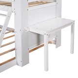 Twin Over Full Bunk Bed with Desk Storage