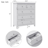 5 Drawers Solid Wood Chest in White