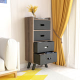 4 Drawer Fabric Dresser Storage Tower, 4-Tier Wide Drawer Dresser, Fabric Storage Tower with Handrail and Removable Drawers, Organizer Unit for Bedroom, Closet, Entryway, Hallway, Nursery Ro