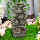 Outdoor Water Fountain Rock Waterfall Fountain & Backyard Water Feature with LED