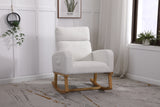 FONDHOME Modern Accent Rocking Chair, Upholstered Kids Glider Rocking Chair for Infants and Children, Teddy Material Comfort Arm Rocker, Lounge Armchair for Living Room, Beige