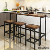 Counter Height Extra Long Dining Table Set with 3 Stools Pub Kitchen Set Side Table