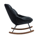 Tufted Upholstered Padded Seat Rocking Chair-Velvet Black