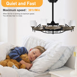 Matte Black Ceiling Fans With Remote Control 8 lights