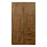 Tall Walnut wardrobe and kitchen cabinet with 2 doors, 2 drawers and 5 storage spaces