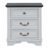 Nightstand with 3 Drawers and USB Charging Ports