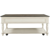ON-TREND Two-tone Retro Cocktail Table Coffee Table Easy Assembly Movable with Caster Wheels for Livingroom (Antique Gray)