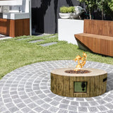 28'' Ore Powder 30,000 BTU Exterior Faux Stone Propane Fire Pit with Water Proof Cover and Lava Rock