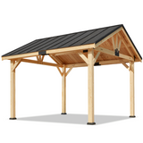 Large wood pergola, 13x16 FT Solid Wood Gazebo with Waterproof Asphalt Roof, Outdoor Permanent Hardtop Gazebo Canopy for Patio, Garden, Backyard