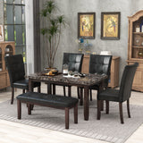 6-piece Faux Marble Dining Table Set  with one Faux Marble Dining Table