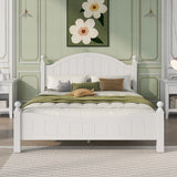 3 Pieces Traditional Concise Style White Bedroom Sets, Nightstand+ Chest+ Queen Bed