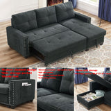 Sleeper Sofa Bed Reversible Sectional Couch with Storage Chaise and Side storage