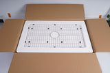 Fireclay Farmhouse Kitchen Sink 33 inch  Apron Sink Single Bowl  Farm Sink with Bottom Grid in & Drain , White Color