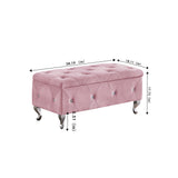 Storage Bench, Flip Top Entryway Bench Seat with Safety Hinge, Storage Chest with Padded Seat, Bed End Stool for Hallway Living Room Bedroom, Supports 250 lb, Pink Velet