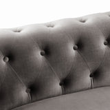 [New] 63" Deep Button Tufted Velvet Loveseat Sofa Roll Arm Classic Chesterfield Settee,2 Pillows included