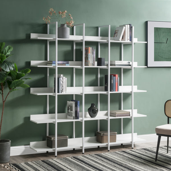 5 Tier Bookcase Home Office Open Bookshelf, Vintage Industrial Style