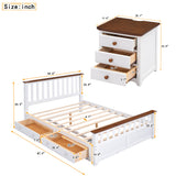 3-Piece Bedroom Set Queen Size Platform Bed with Two Nightstands - USB Charging Ports
