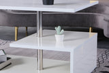 LED Coffee Table for Living Room, Modern Coffee Table, High Gloss White Finish Centre Sofa Table, S-Shaped Open Storage Shelf (39.3"L x 19.5"W x 18.1"H)